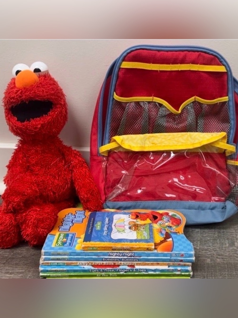Sesame Street Bundle-8 books, Elmo, Red Backpack